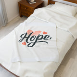 Hope Velveteen Plush Blanket, Heart Design, Soft Blanket Printify