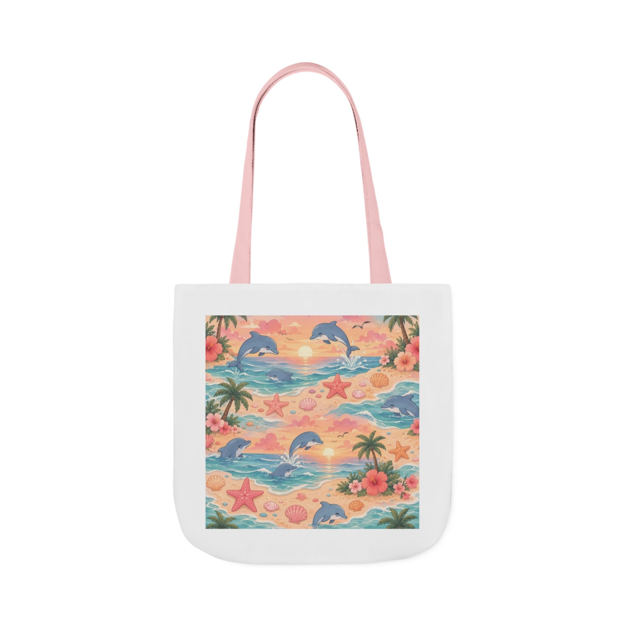 Tote Bag — Retro Tropical Dolphin Beach Print