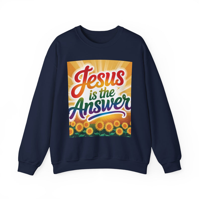 Jesus is the Answer Sunflower Crewneck Sweatshirt, Cozy Sweatshirt, Christian Apparel