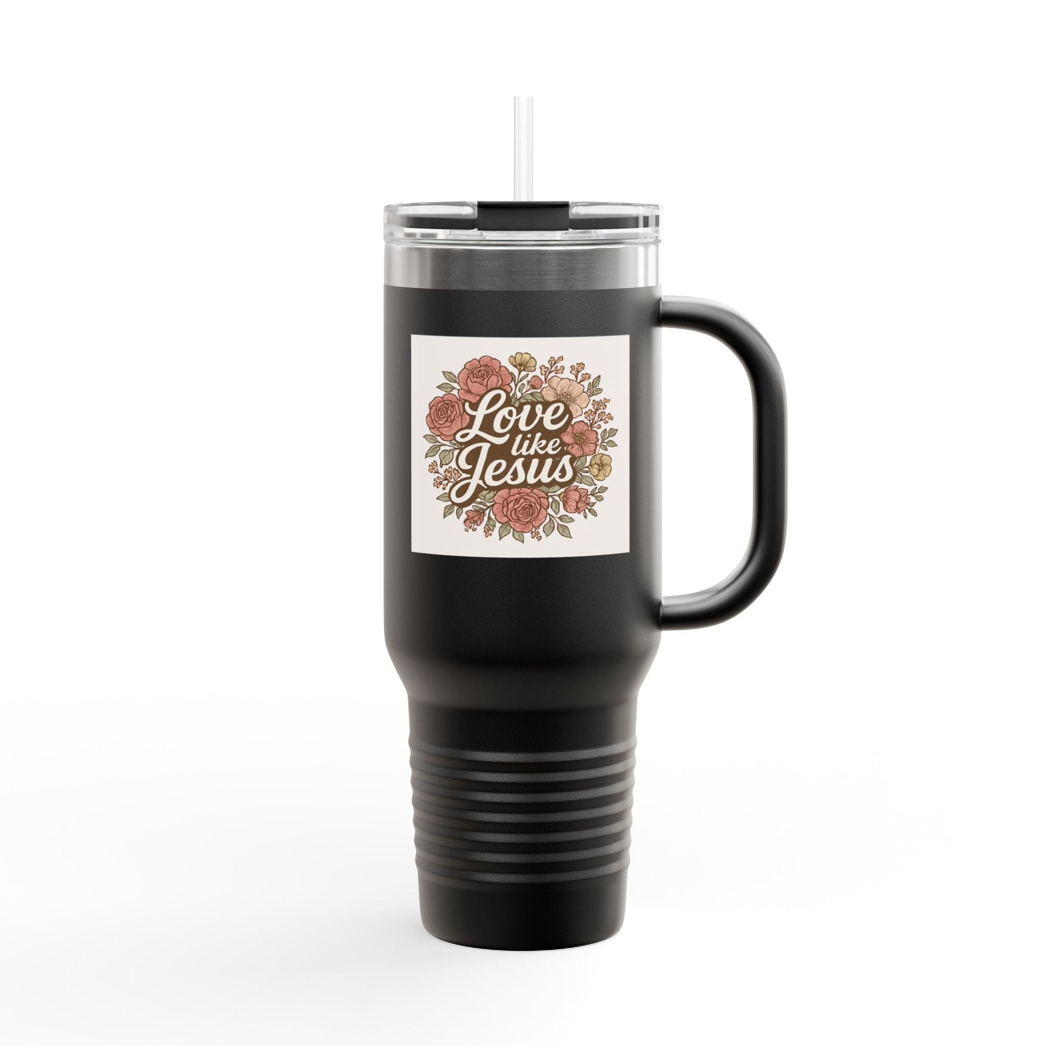Floral Insulated Travel Mug Floral Insulated Travel Mug, 40oz  black