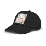 Blessed Distressed Cap, Floral Cap, Casual Wear