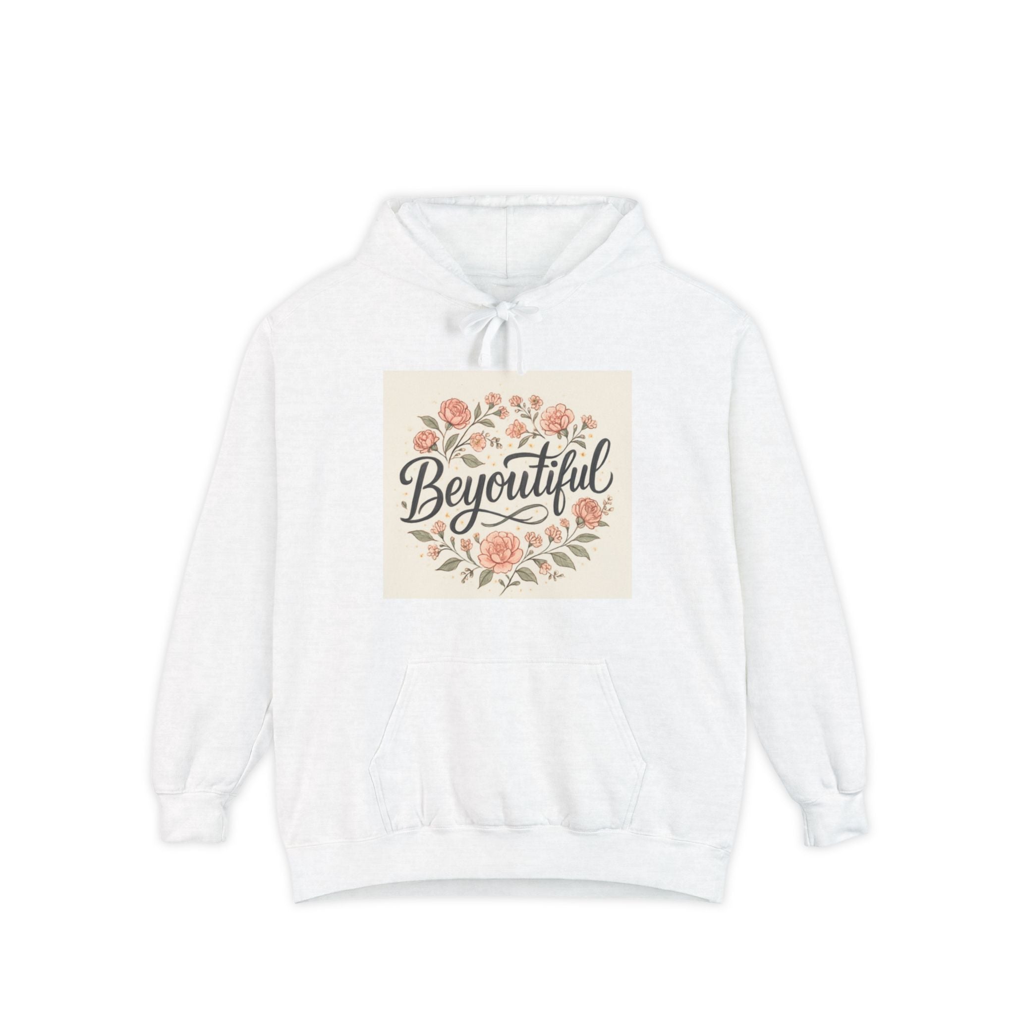 Beyoutiful Floral Hoodie, Comfortable Hoodie, Floral Design white