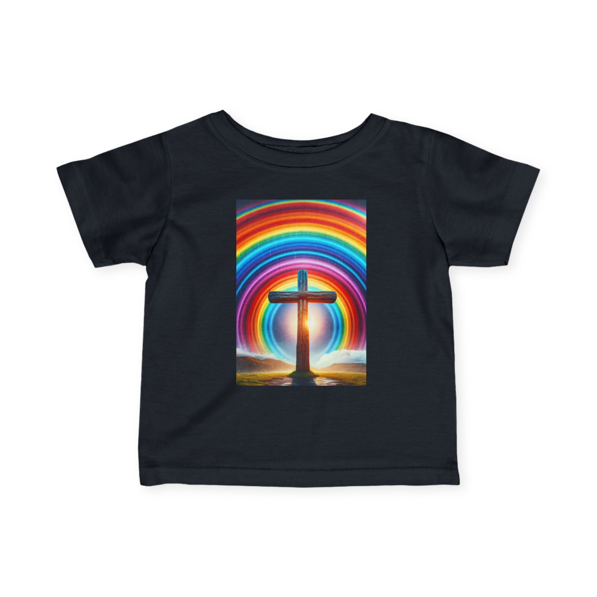 Rainbow Cross Infant Tee, Christian baby shirt
