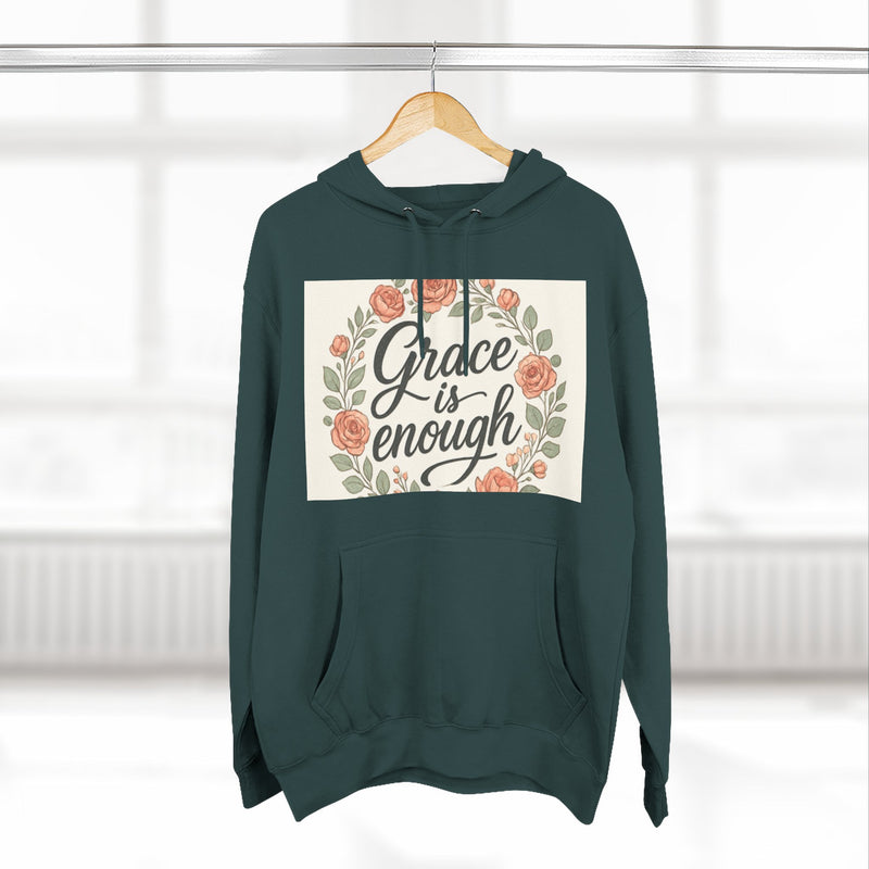 Grace is Enough Floral Hoodie, Cozy Gift for Mom, Faith-Based Clothing
