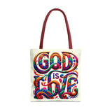 God is Love Colorful Tote Bag, Christian Tote, Faith Tote
