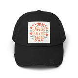 Jesus Loves You Distressed Cap, Vintage Cap, Jesus Apparel