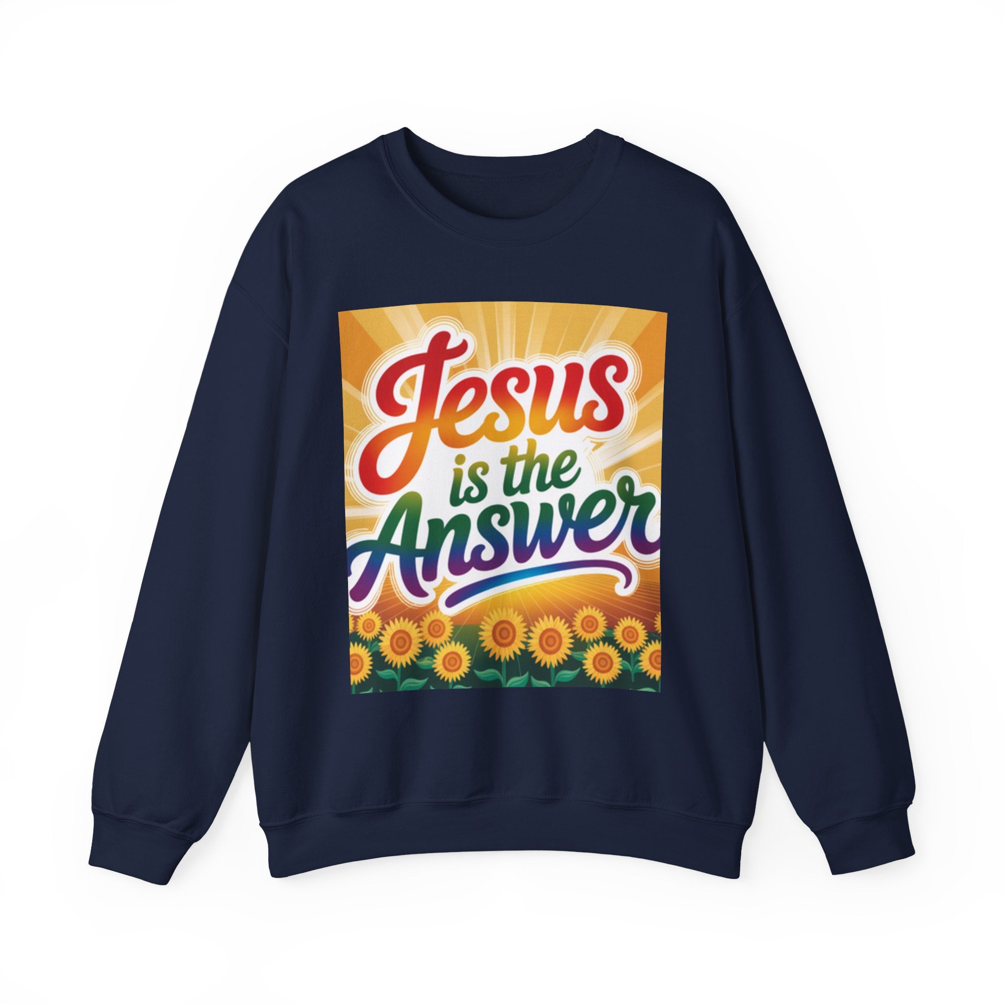 Jesus is the Answer Sunflower Crewneck Sweatshirt, Cozy Sweatshirt, Christian Apparel