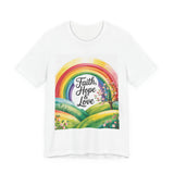 Faith, Hope & Love, Rainbow Graphic Tee, Faith Shirt Printify
