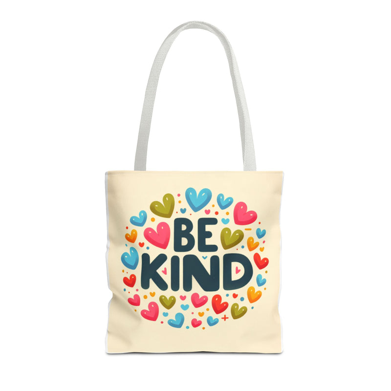 "Be Kind" Tote Bag - Colorful Heart Design, Motivational Accessory