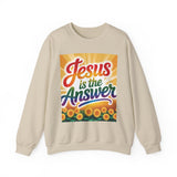 Jesus is the Answer Sunflower Crewneck Sweatshirt, Cozy Sweatshirt, Christian Apparel