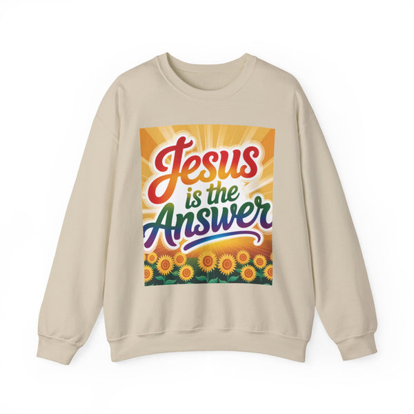Jesus is the Answer Sunflower Crewneck Sweatshirt, Cozy Sweatshirt, Christian Apparel