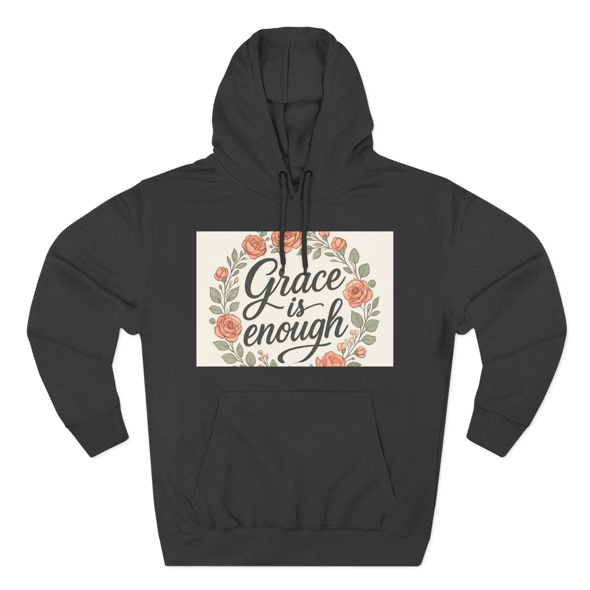 christian gifts Grace is Enough Floral Hoodie dark silver