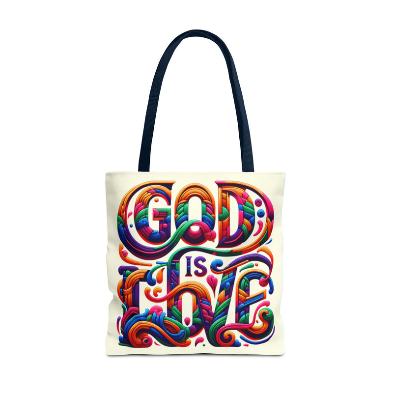 God is Love Colorful Tote Bag, Christian Tote, Faith Tote