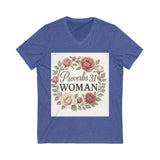 Proverbs 31 Woman V-Neck Tee, Floral Tee, Scripture Shirt