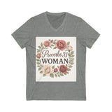 Proverbs 31 Woman V-Neck Tee, Floral Tee, Scripture Shirt