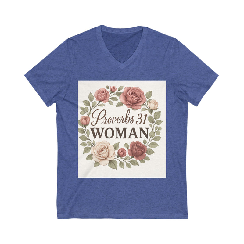 Proverbs 31 Woman V-Neck Tee, Floral Tee, Scripture Shirt