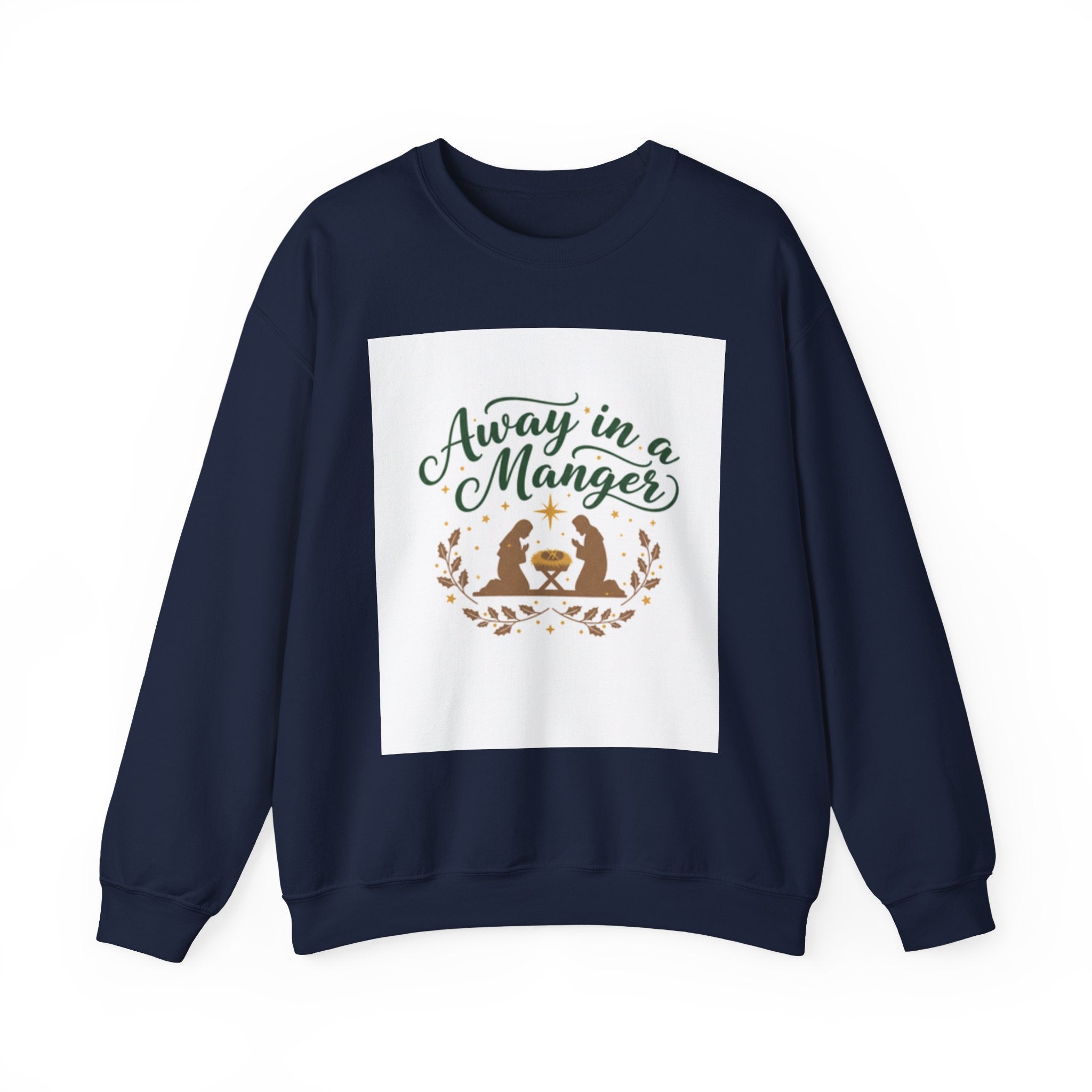 Christmas Sweatshirt — "Away in a Manger" Nativity Crewneck