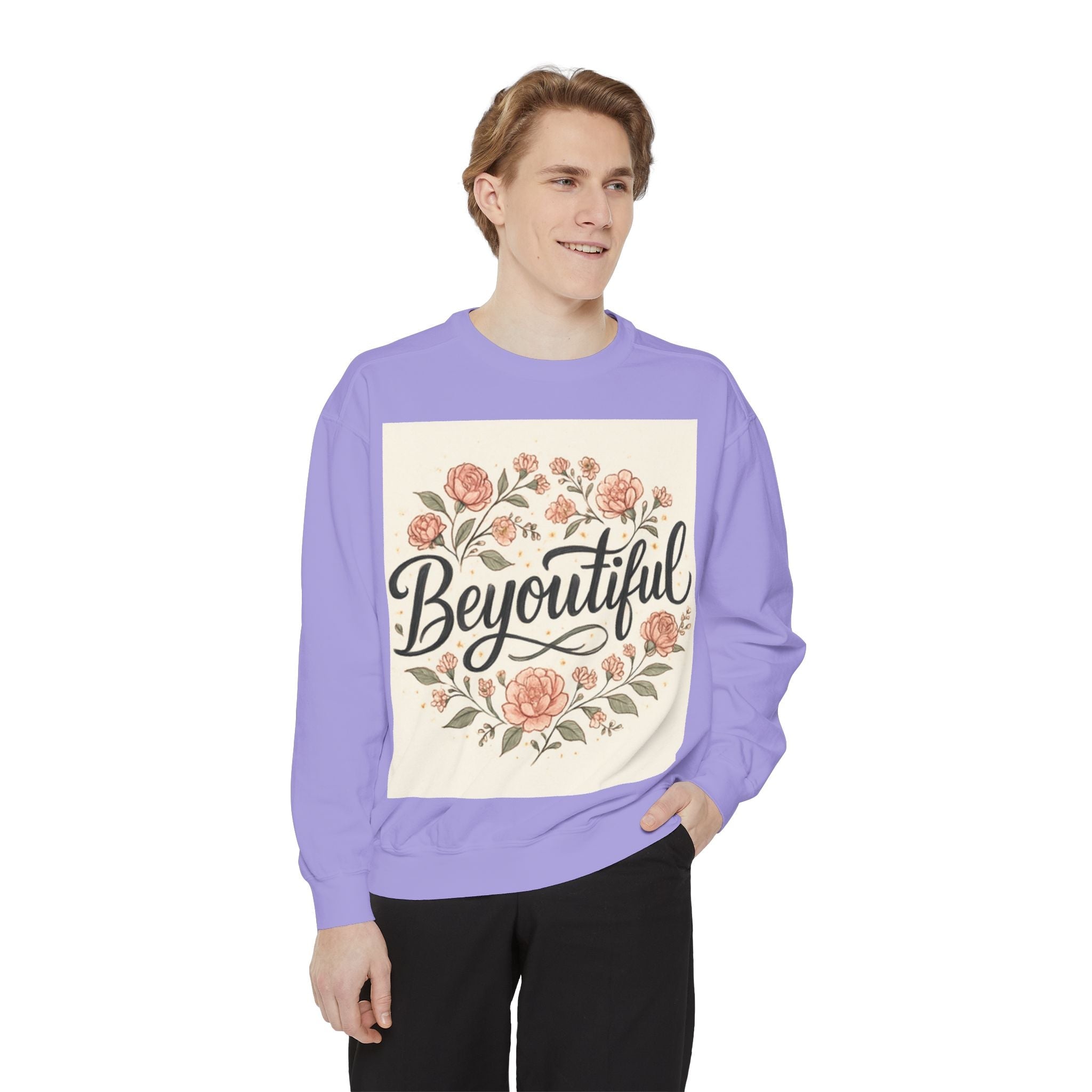 christian sweatshirt Beyoutiful Floral Sweatshirt, Cozy Sweatshirtlight purple