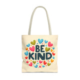 "Be Kind" Tote Bag - Colorful Heart Design, Motivational Accessory