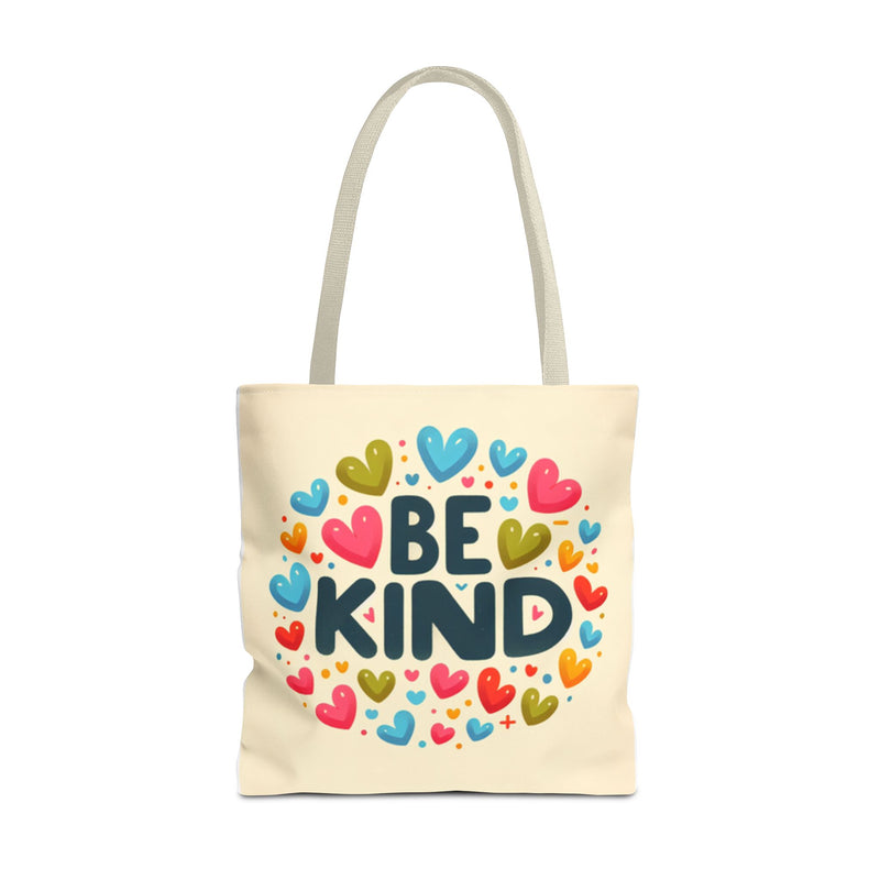 "Be Kind" Tote Bag - Colorful Heart Design, Motivational Accessory