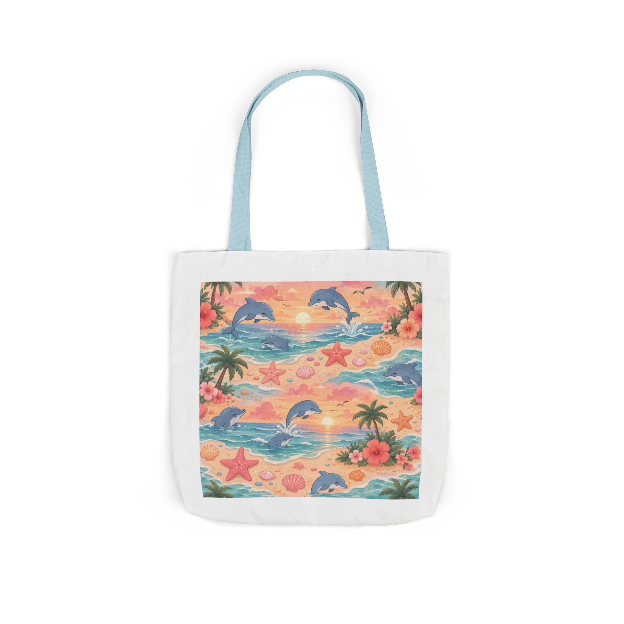 Tote Bag — Retro Tropical Dolphin Beach Print