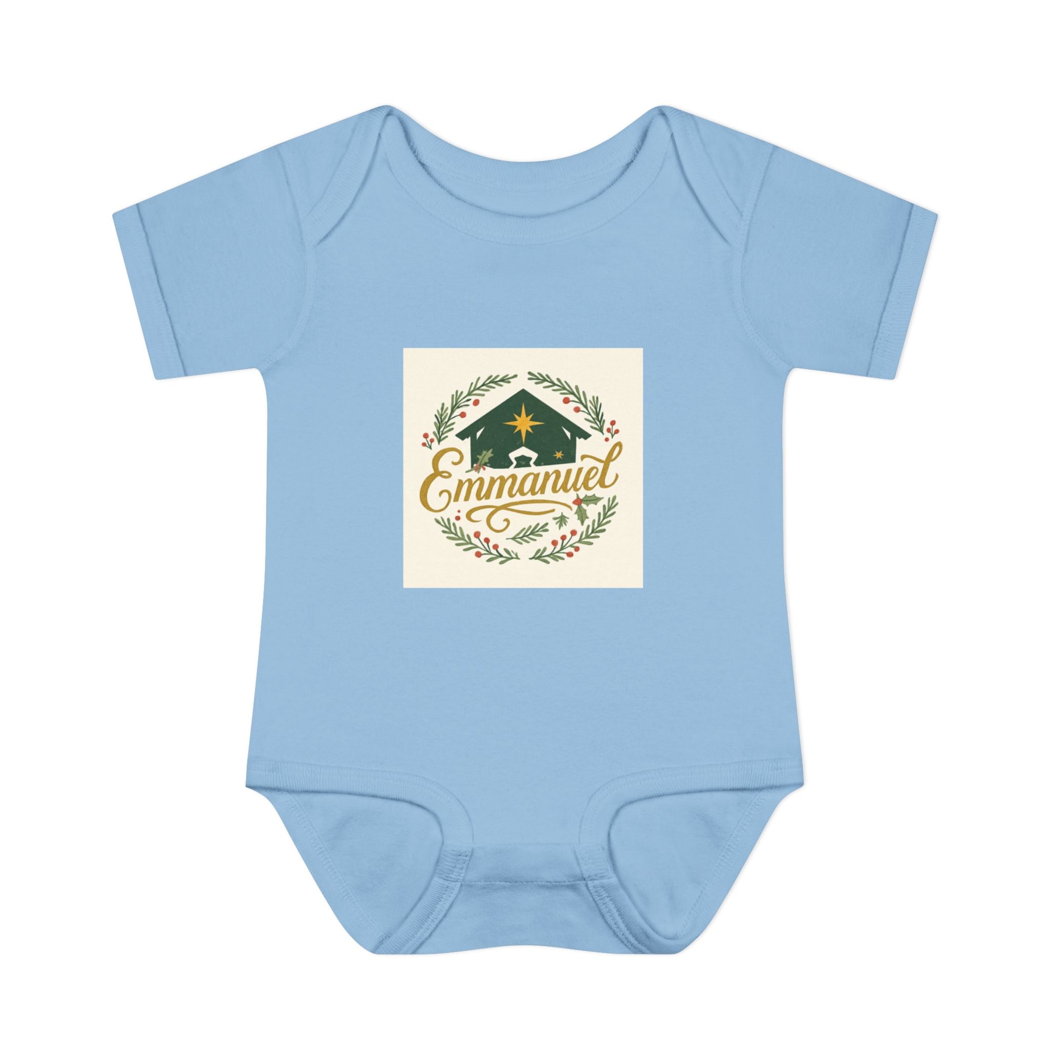 Emmanuel Christmas Infant Bodysuit — Baby Rib Onesie, 'Emmanuel' Holiday Gift