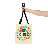 "Be Kind" Tote Bag - Colorful Heart Design, Motivational Accessory