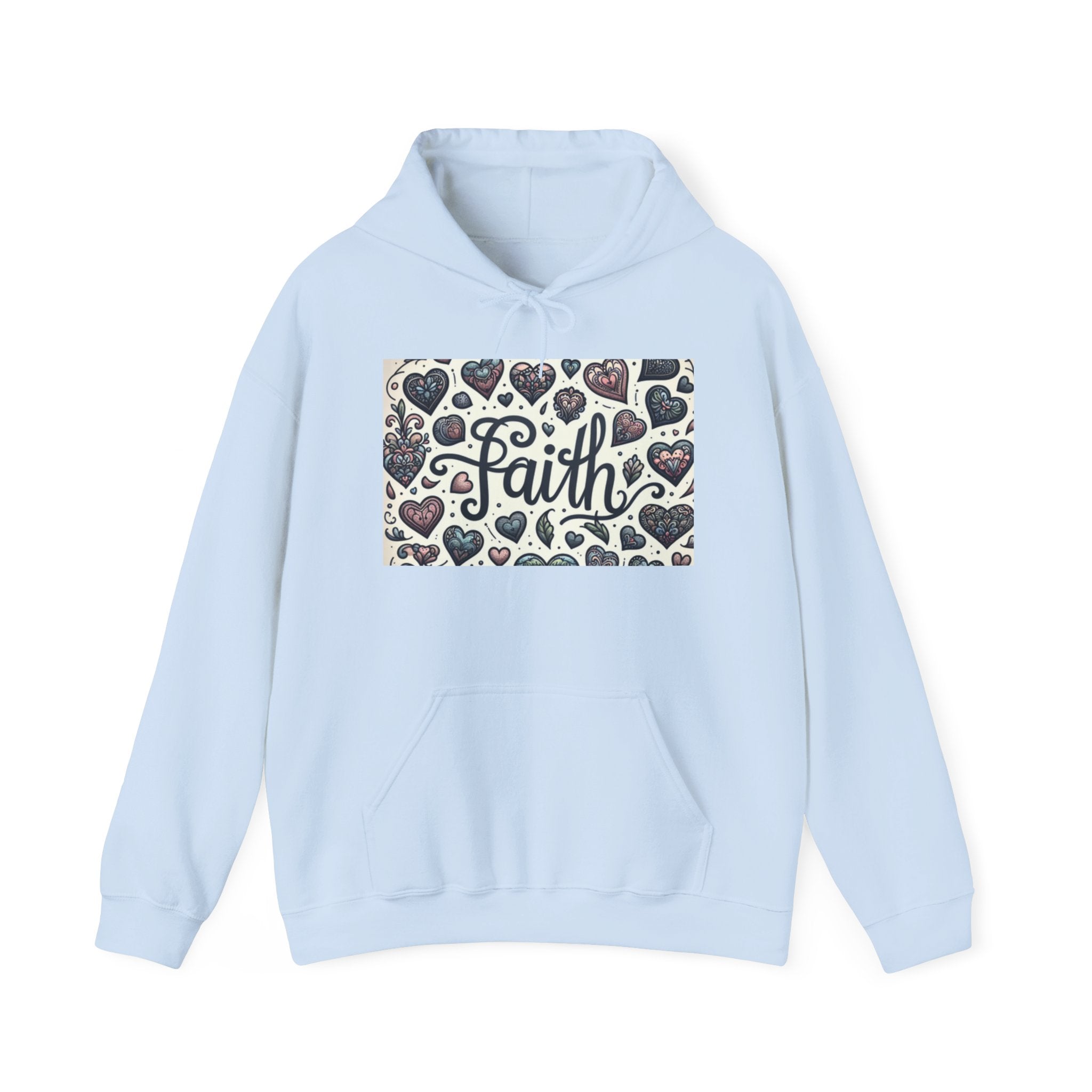 christian sweatshirt Faith Heart Hoodie, Cozy Sweatshirt light blue