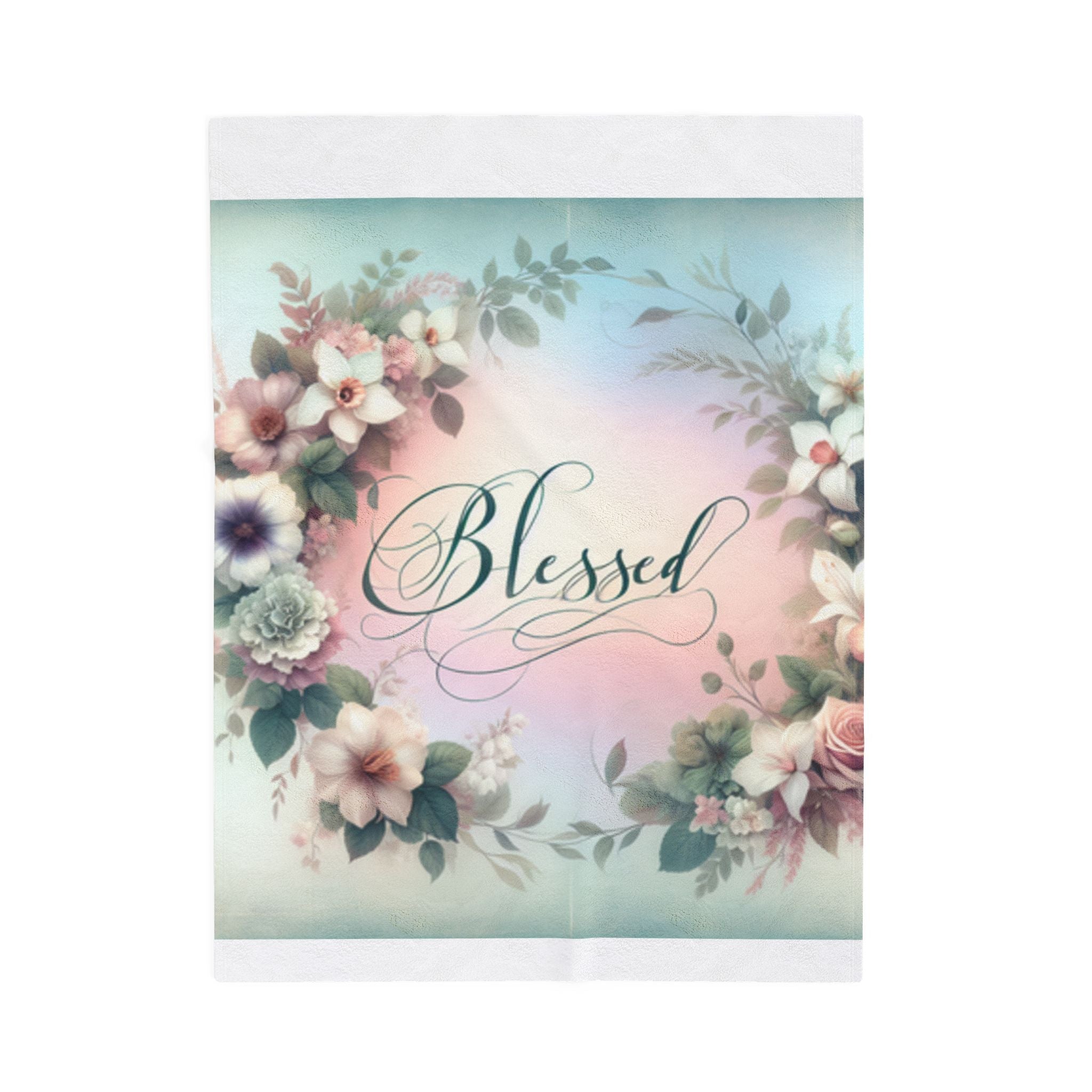 Blessed Plush Blanket Floral Decor Velveteen Plush