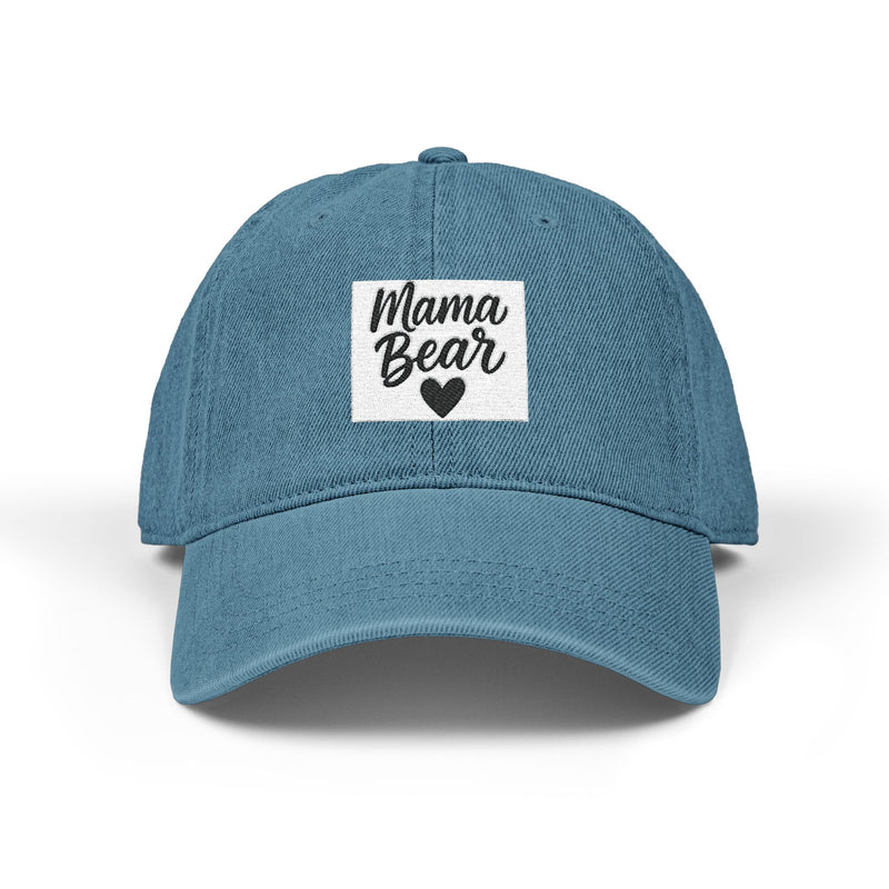 Mama Bear Denim Hat, Embroidered Hat, Denim Cap, Gift for Mom