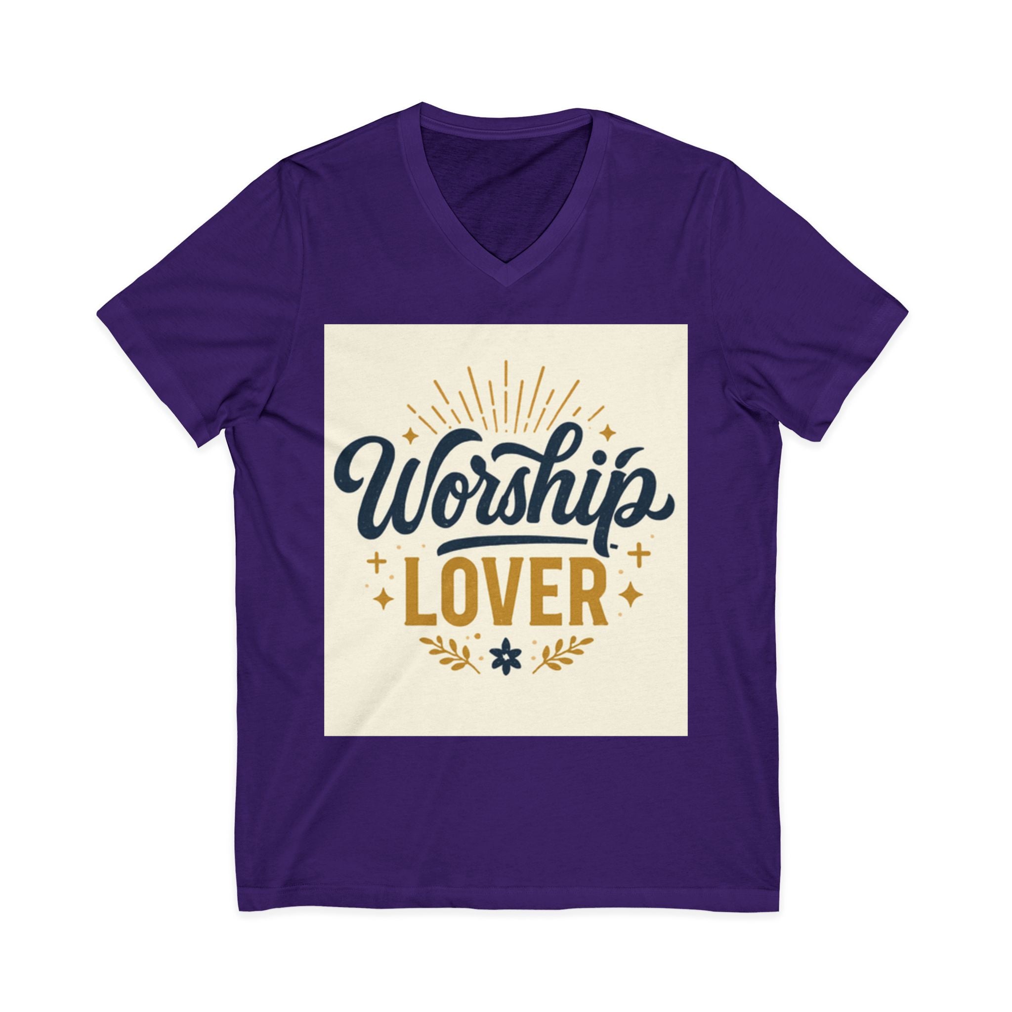 Worship Lover Tee, V Neck Shirt, Praise and Worship dark purple