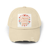 Jesus Loves You Distressed Cap, Vintage Cap, Jesus Apparel Printify