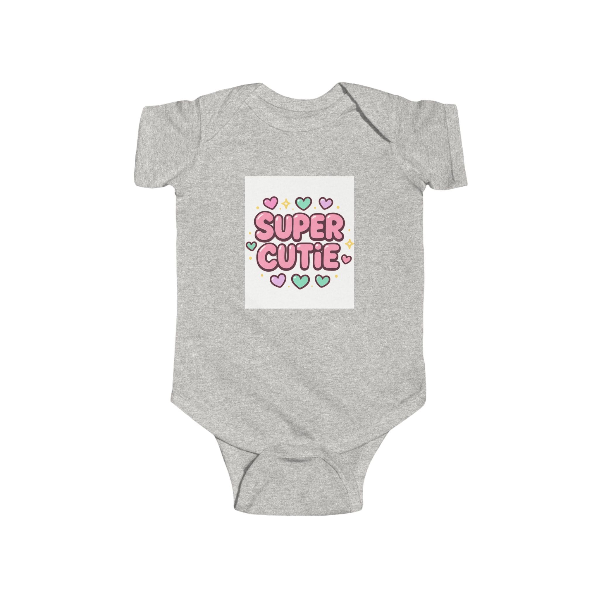 christian gifts Girls Super Cutie Bodysuit, Baby Girl Outfit, light grey