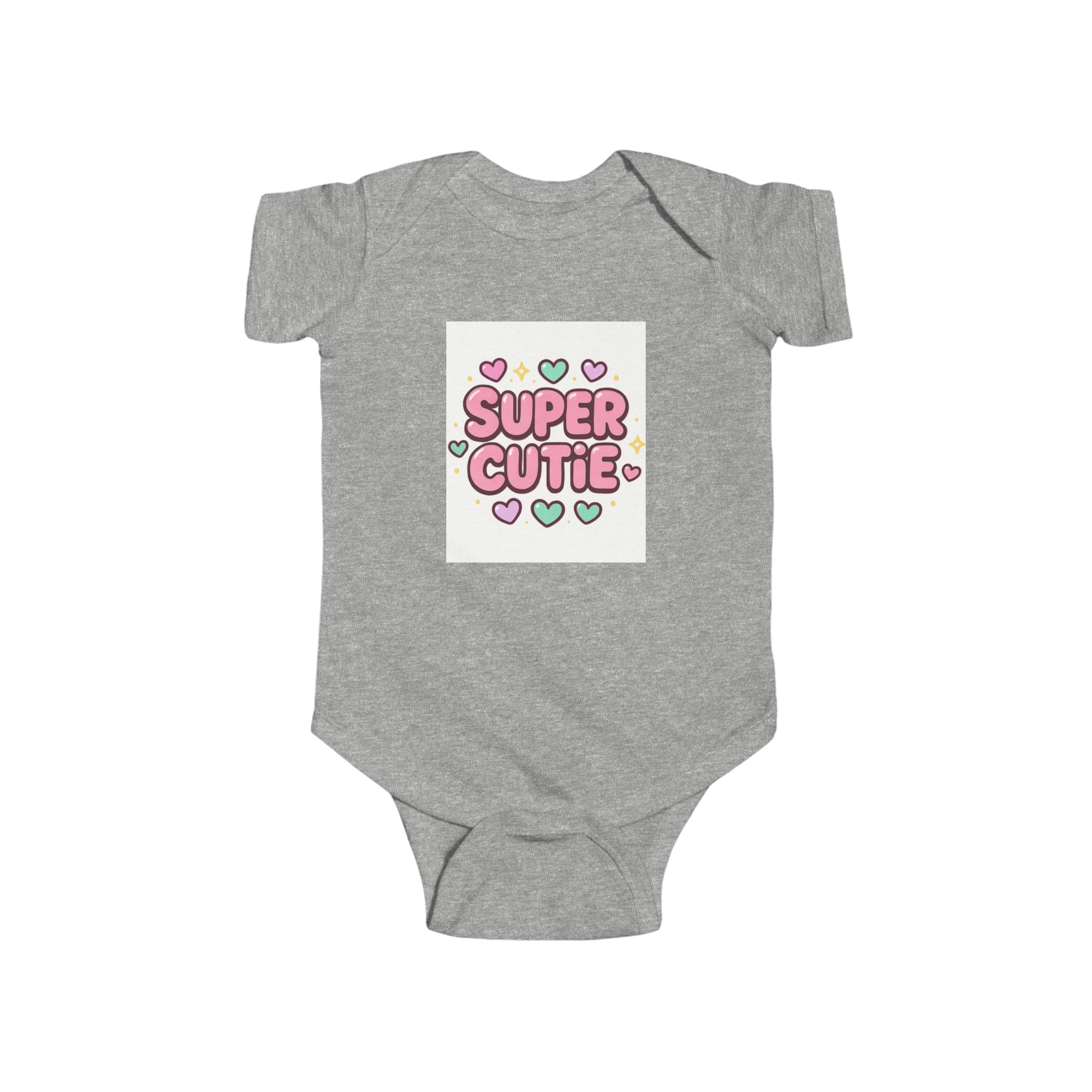 christian gifts Girls Super Cutie Bodysuit, Baby Girl Outfit, grey