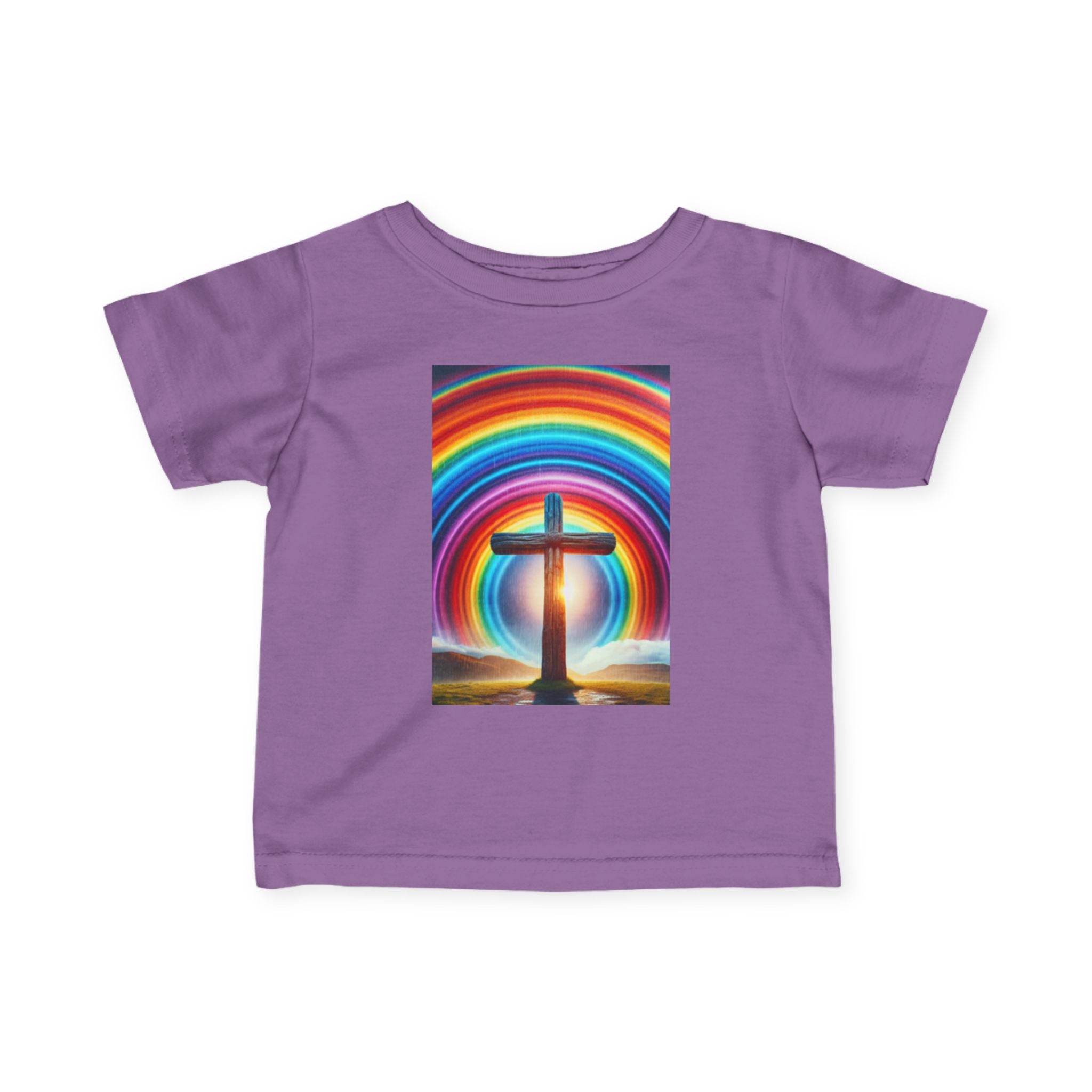 Rainbow Cross Infant Tee, Christian baby shirt