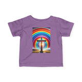 Rainbow Cross Infant Tee, Christian baby shirt Printify