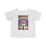 Rainbow Cross Infant Tee, Christian baby shirt Printify