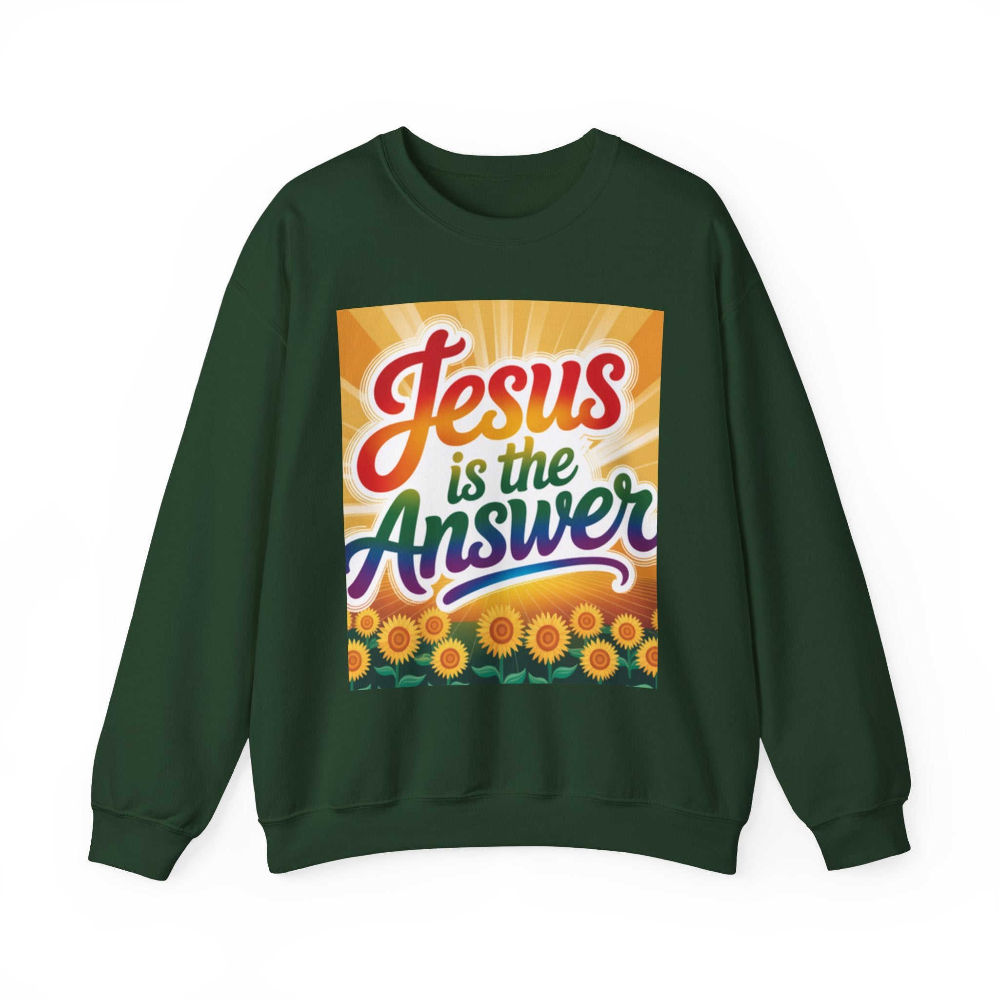 Jesus is the Answer Sunflower Crewneck Sweatshirt, Cozy Sweatshirt, Christian Apparel