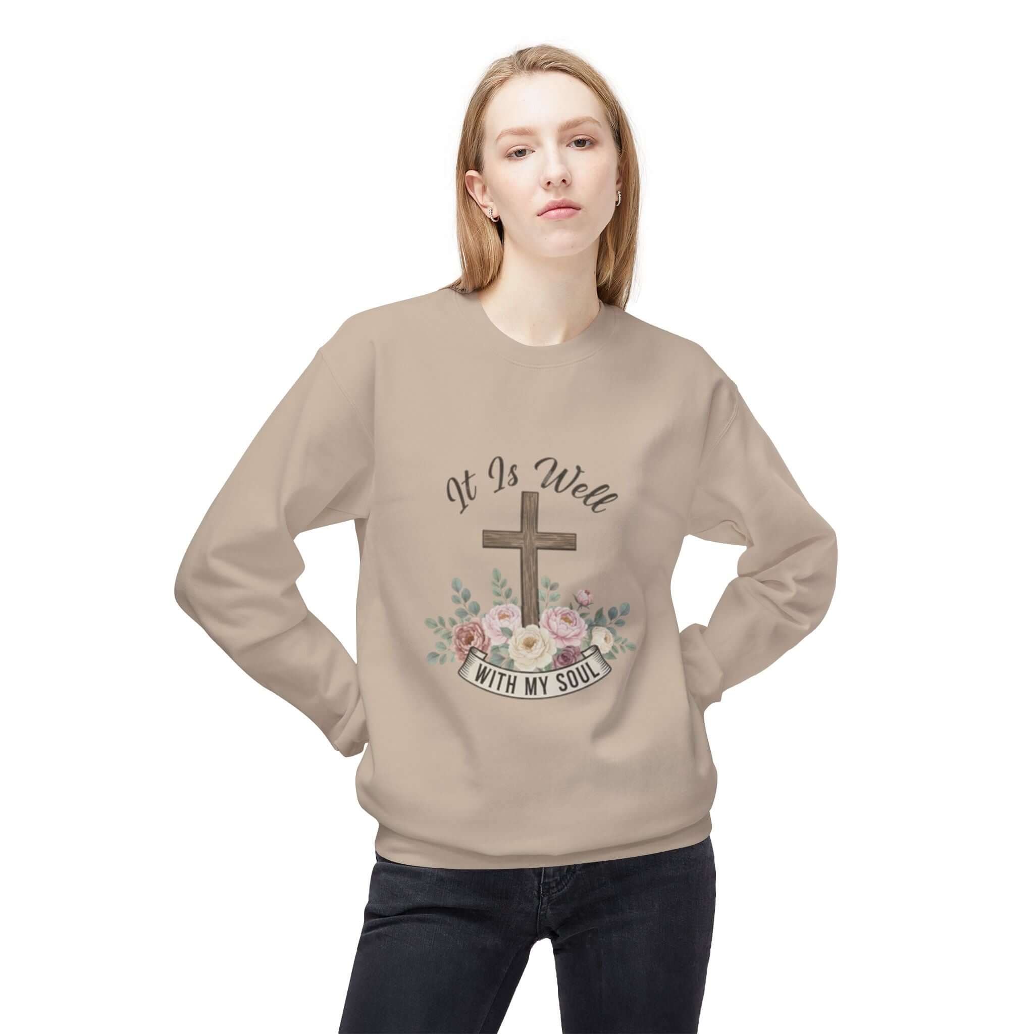 christian sweatshirt light borwn  Easter Christian Crewneck