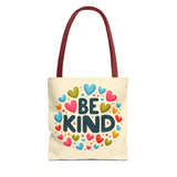 "Be Kind" Tote Bag - Colorful Heart Design, Motivational Accessory
