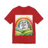 Faith, Hope & Love, Rainbow Graphic Tee, Faith Shirt Printify