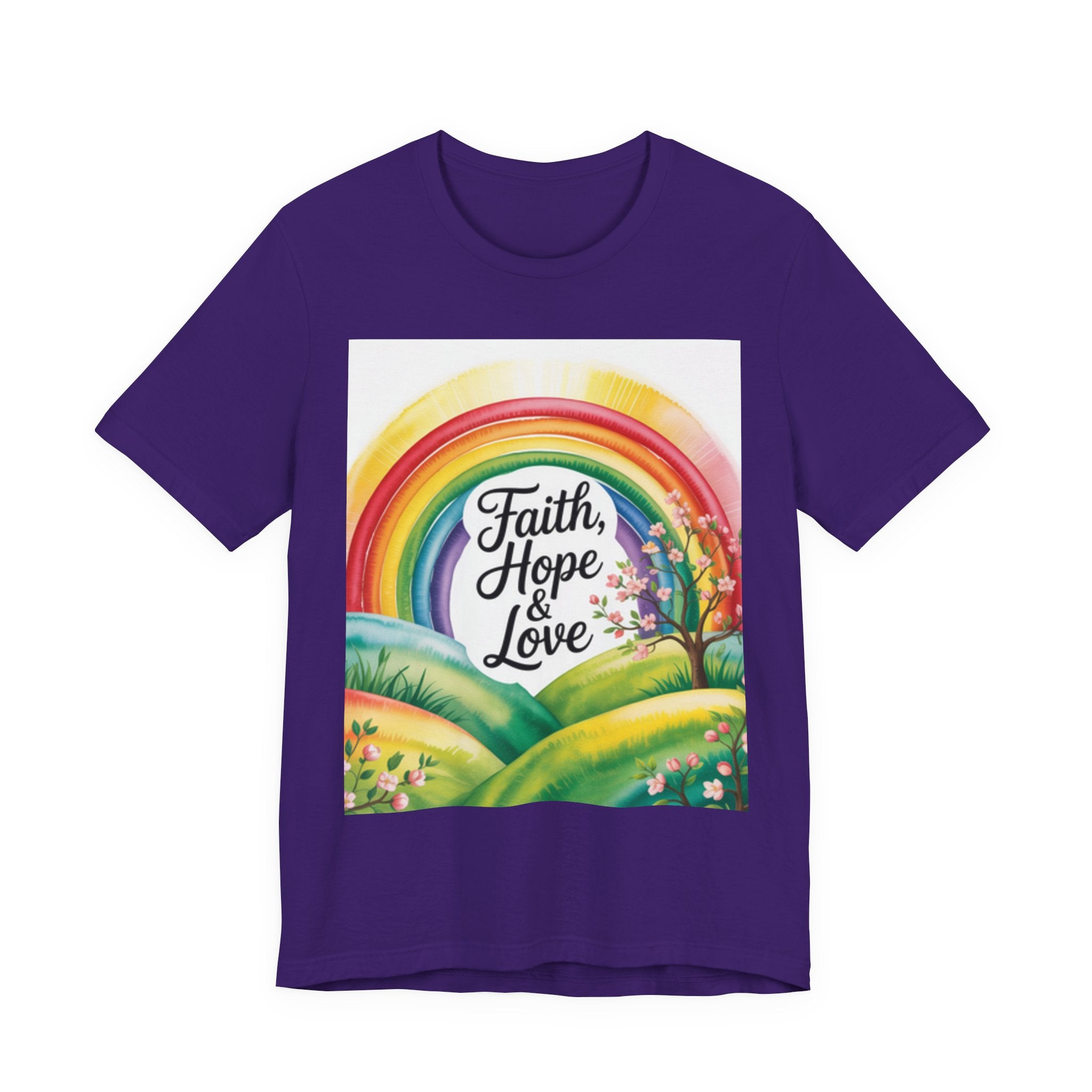 Faith, Hope & Love, Rainbow Graphic Tee, Faith Shirt Printify