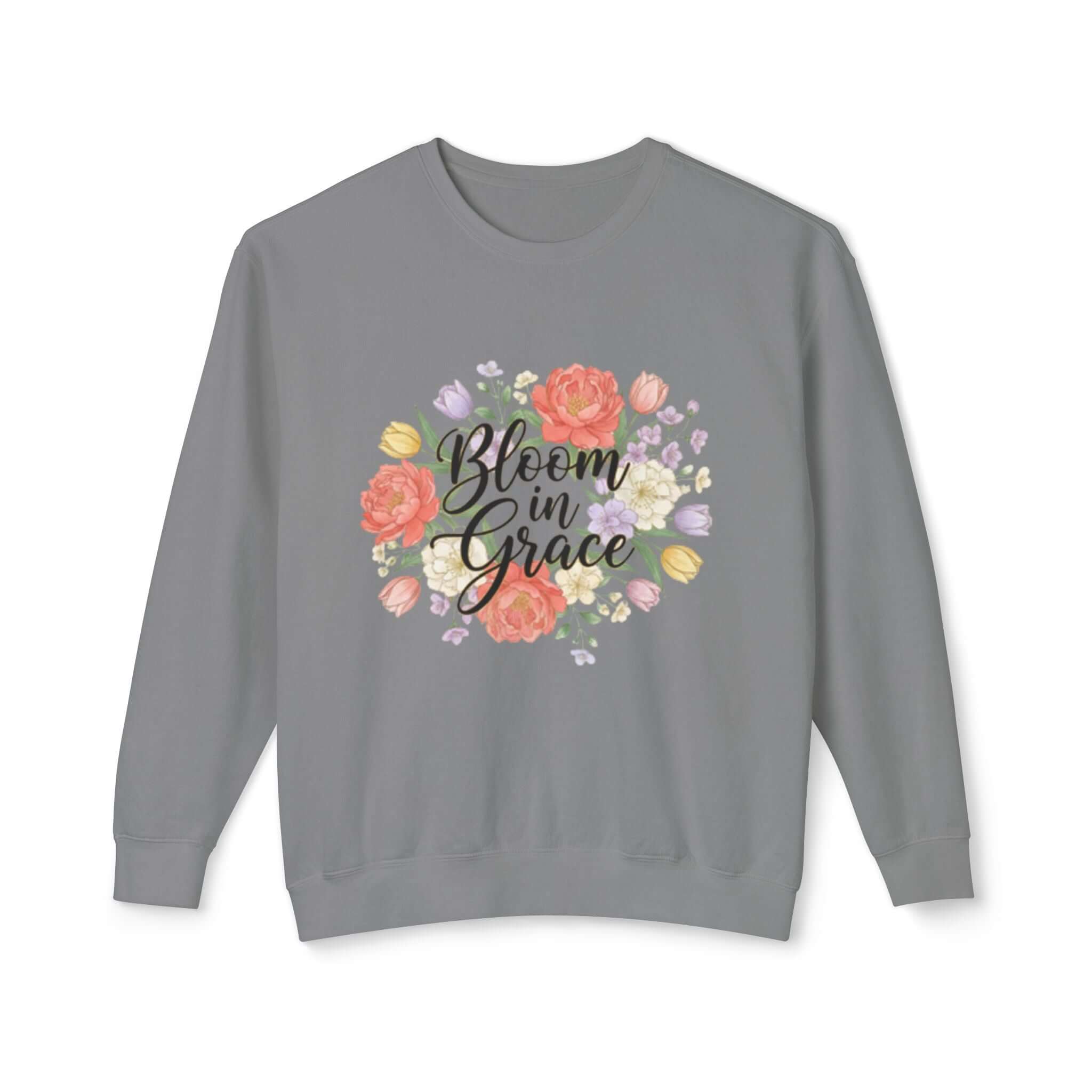 Christian sweatshirt gray  Floral Inspirational Crewneck