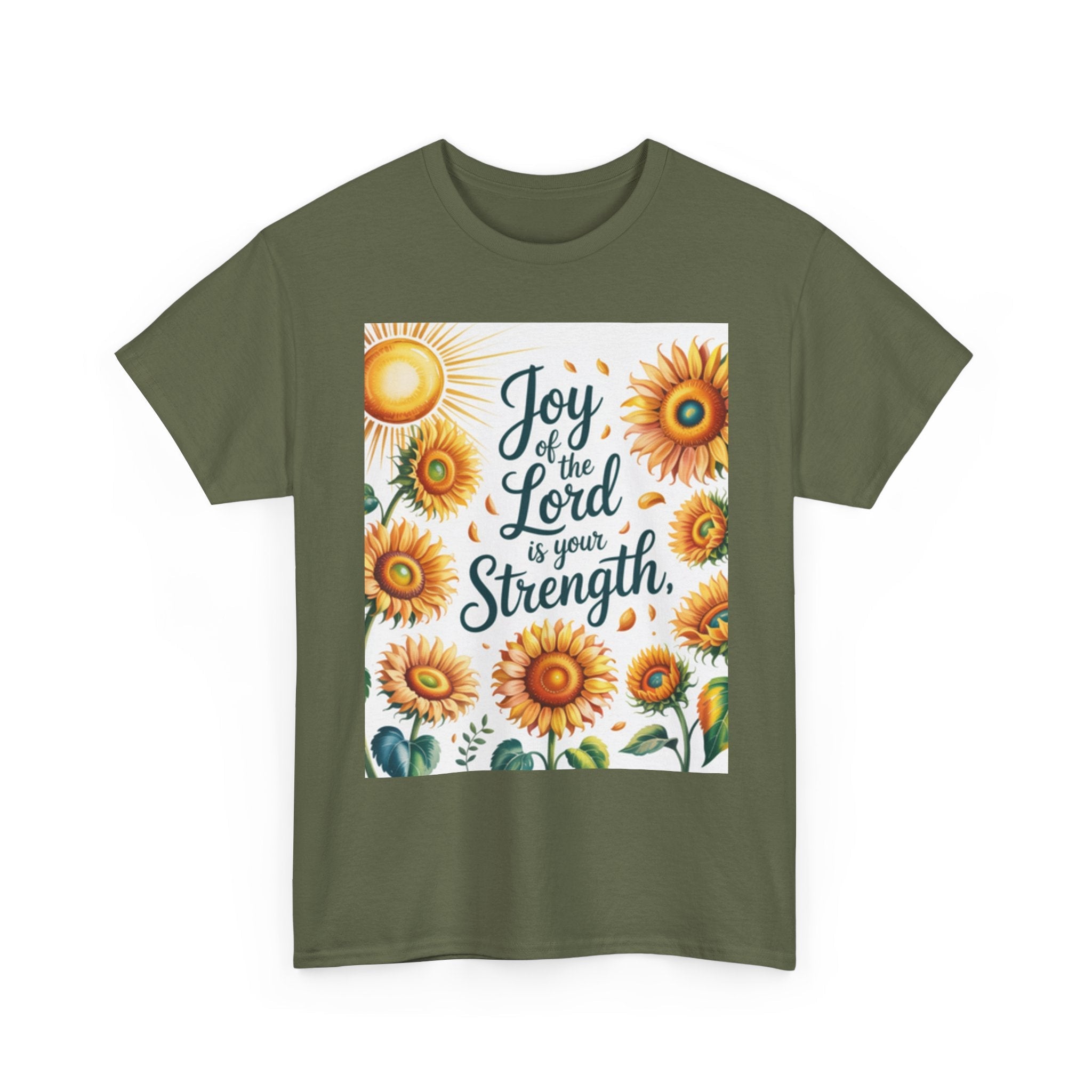 Joy of the Lord Sunflower Tee, Faith Shirt, Faith Based Apparel Printify