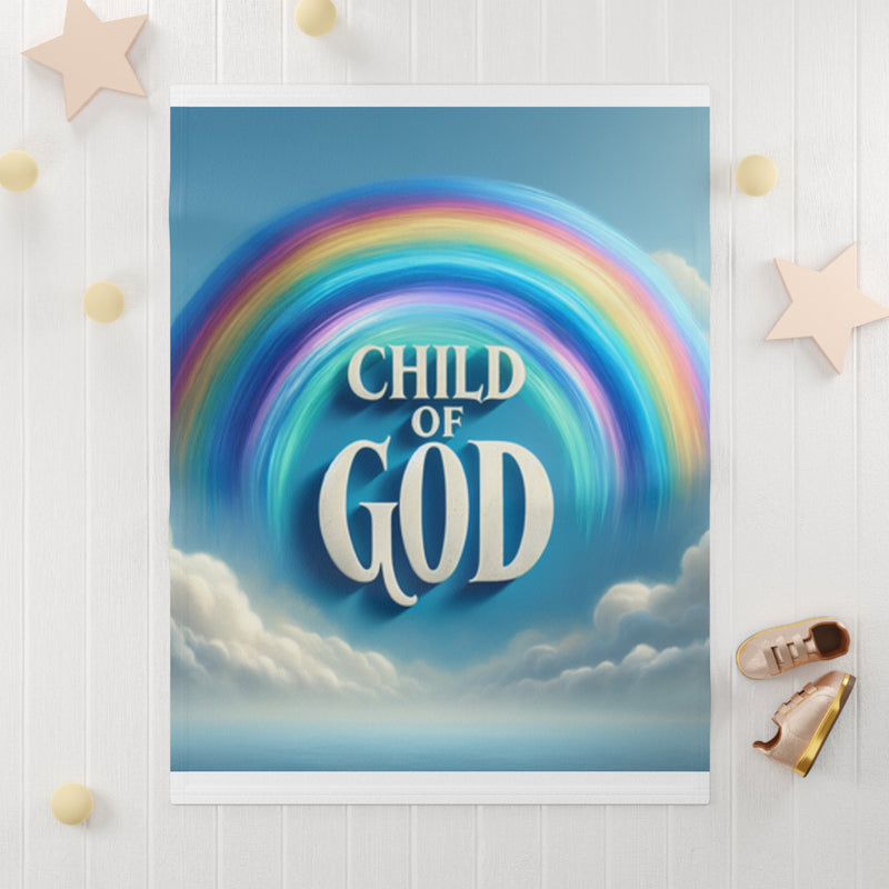 Rainbow Child of God Fleece Blanket, Soft Baby Blanket, Nursery Decor