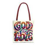 God is Love Colorful Tote Bag, Christian Tote, Faith Tote