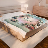 Blessed Plush Blanket, Floral Decor, Velveteen Plush