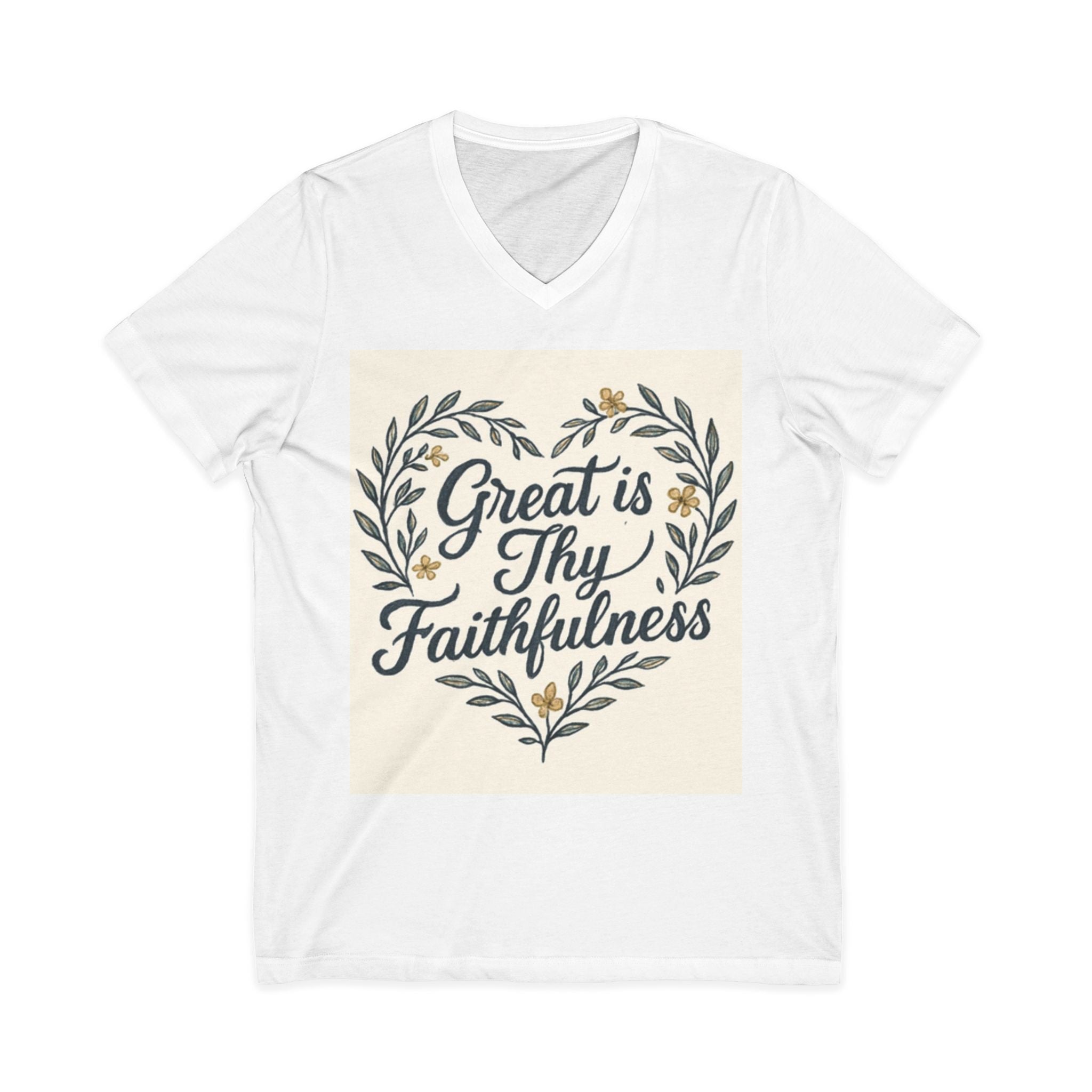 Faithfulness V-Neck Tee, Biblical Quote, Christian Apparel