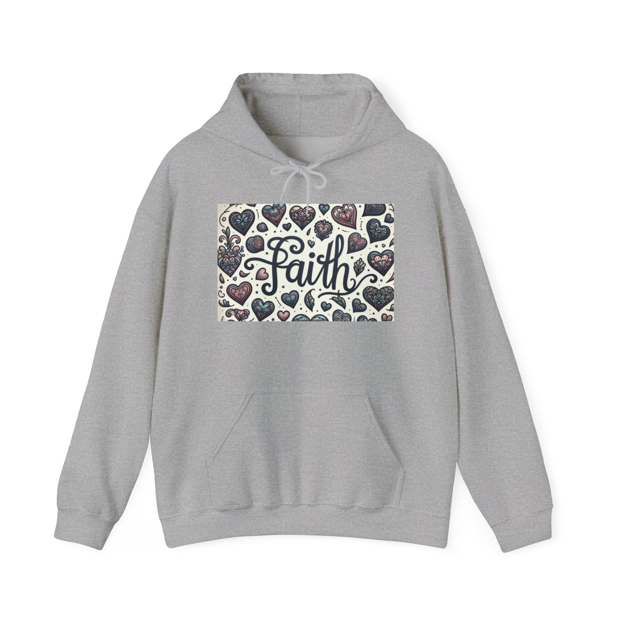 christian sweatshirt Faith Heart Hoodie, Cozy Sweatshirt grey