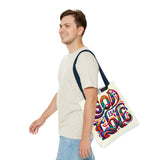 God is Love Colorful Tote Bag, Christian Tote, Faith Tote